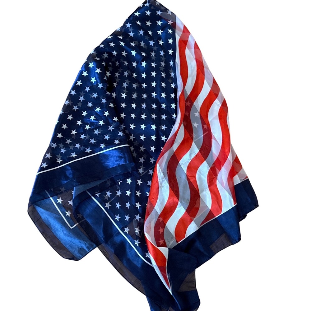 American Flag Scarf Stars Stripes Patriotic‎ USA Fourth of July 40" Lightweight